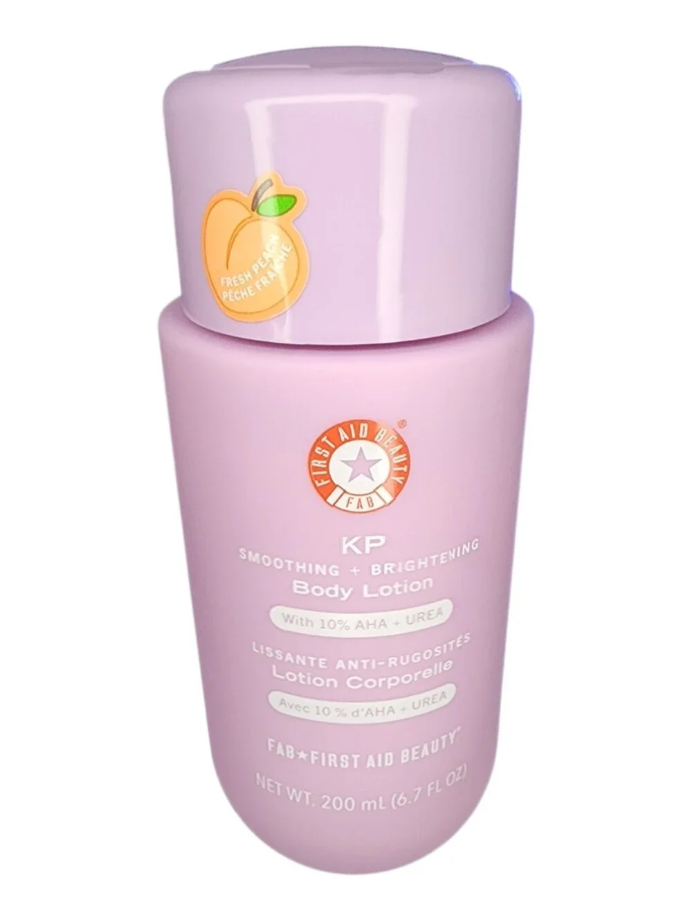 New First Aid Beauty KP Smoothing + Brightening Body Lotion Fresh Peach, 6.7 Oz